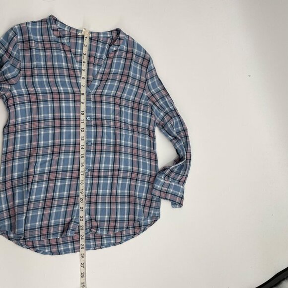 Soft Joie Blue Plaid Button Up Shirt Womens Size Small 100% Rayon Casual - Picture 7 of 7